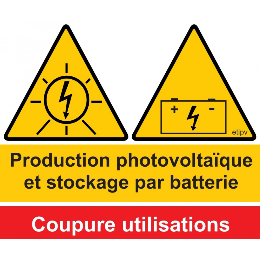 Etiquette Adhésive Production photovoltaïque et stockage par batterie -  coupure utilisations